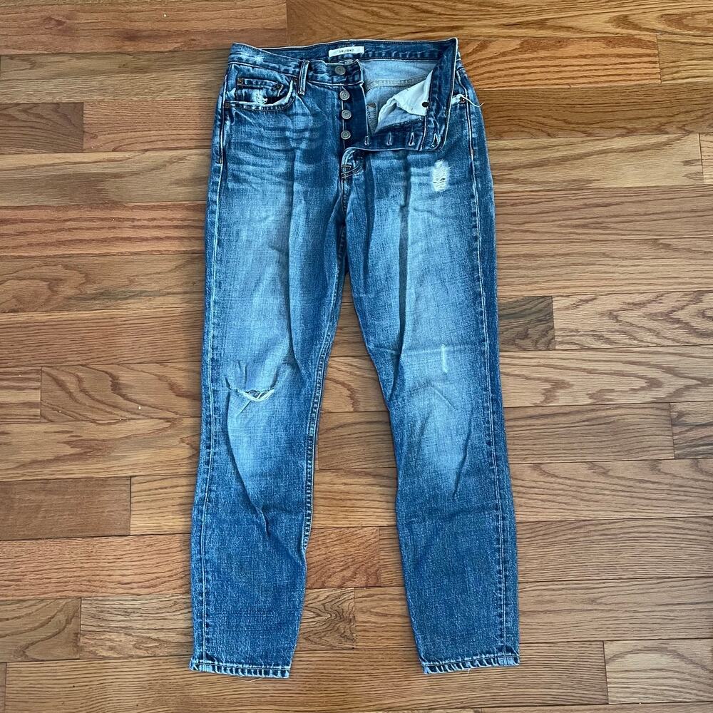 GRLFRND Karolina Skinny Jeans 27 Distressed Button Fly Told You So Denim